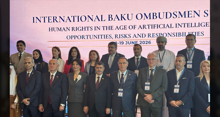 A group photograph of the Wafaqi Mohtasib, Mr. Naveed Kamran Baloch with the participants of the International Baku Ombudsmen Summit held in Baku (Azerbaijan) on 18-19 June, 2026.
