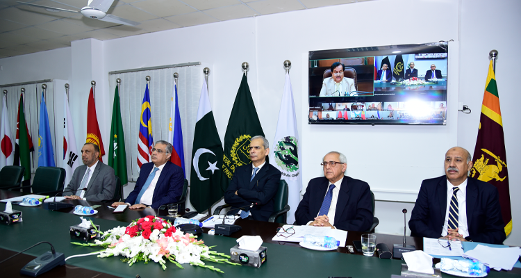 Wafaqi Mohtasib and President of the Asian Ombudsman Association (AOA), Mr. Naveed Kamran Baloch chairing an online meeting to mark the 30 th Anniversary of the establishment of the AOA at the Wafaqi Mohtasib Secretariat, Islamabad on 16.04.2026.